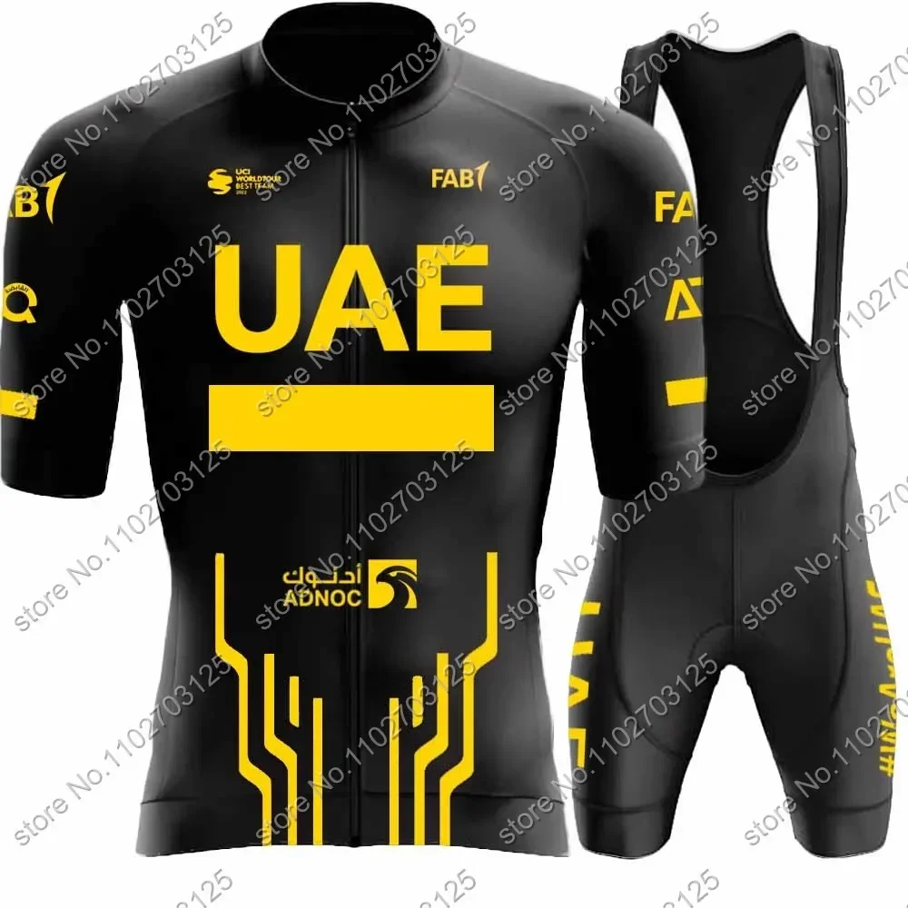 White UAE Cycling Jersey 2024 Set Team Golden Short Sleeve Clothing Road Bike Shirts Suit Bicycle Bib Shorts MTB Ropa Maillot