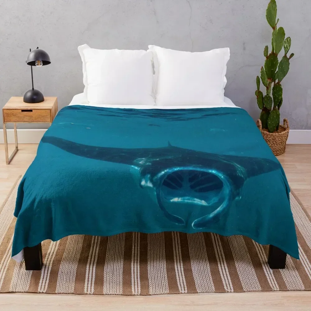 

Curious Manta Ray At Crystal Bay Nusa Penida Bali Throw Blanket Baby Loose Multi-Purpose Blankets