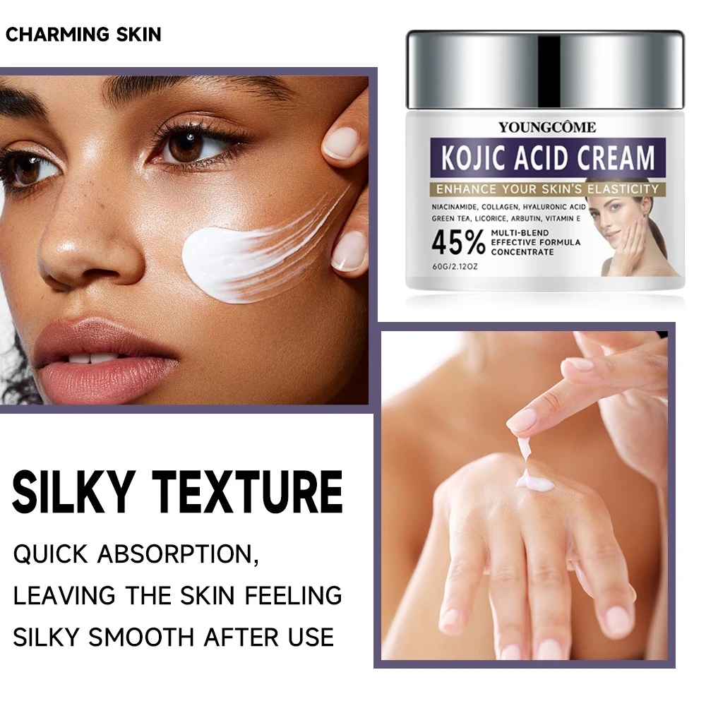 Kojic acid face cream containing collagen,hyaluronic acid,Improves the texture ofskin,Dark Skin BrightenSerum Fade Fine Lines