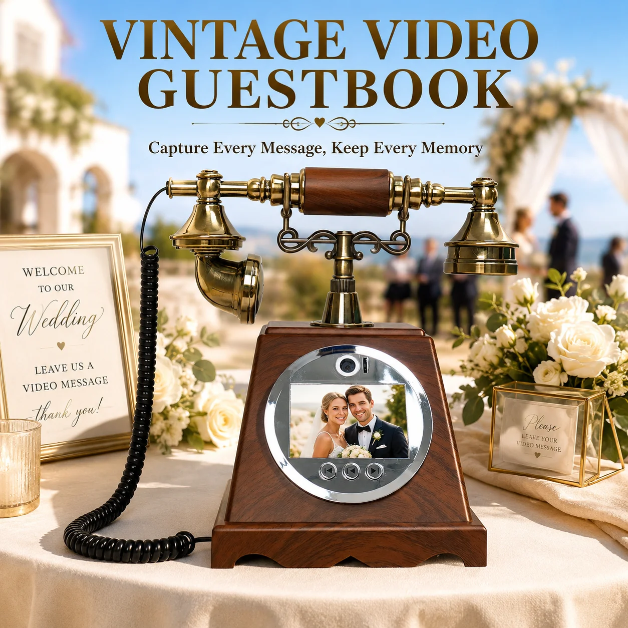 Retro Video Guestbook Phone, Wedding Audio Video Message Phone, Guest Blessing Video Sign-In Phone Unique Way of Leaving Message