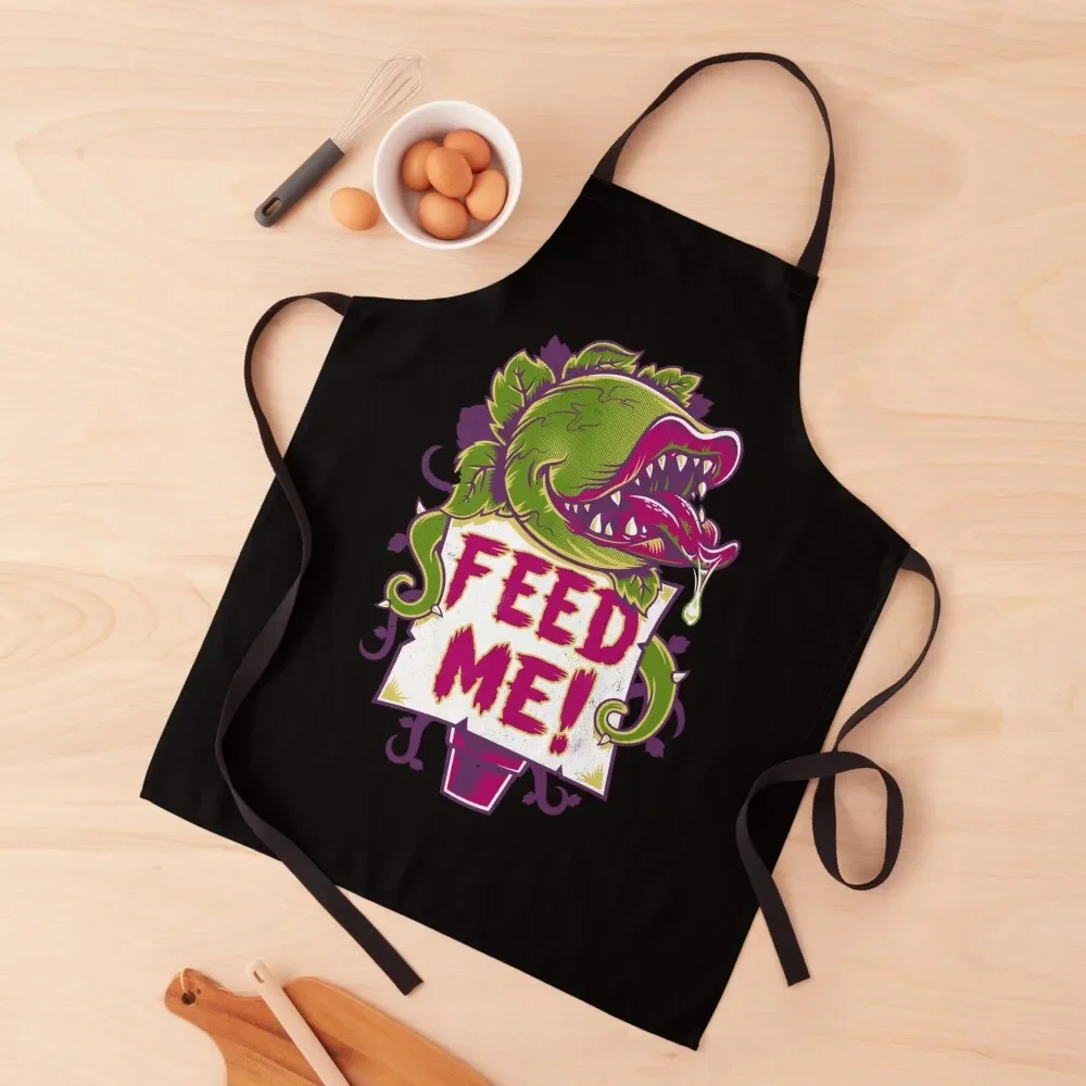 Feed Me - Creepy Cute Audrey Plant - Vintage Spooky Horror Musical Apron Kitchen Supplies Idea Goods carpenter Apron