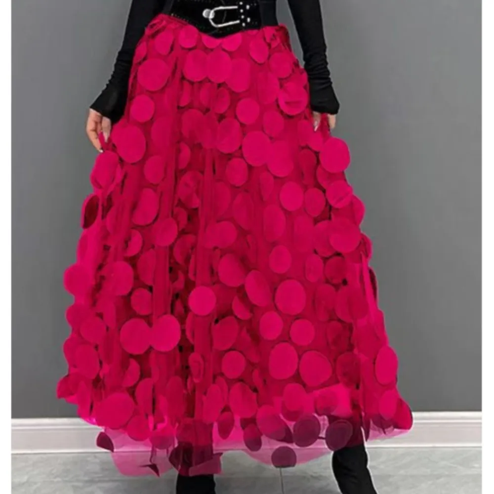 

Women's Retro A-line Skirt With Wide Skirt New Fashion Polka Dot Gauze Skirt Elegant Woman High-waisted Versatile Long Skirt2025