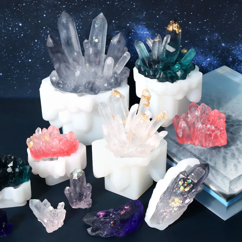 DIY Crystal Cluster Stone Silicone Mold 3D Island Mountain Shaped Oranment Handmade Crafts Tool Epoxy Resin Mold For Jewelry