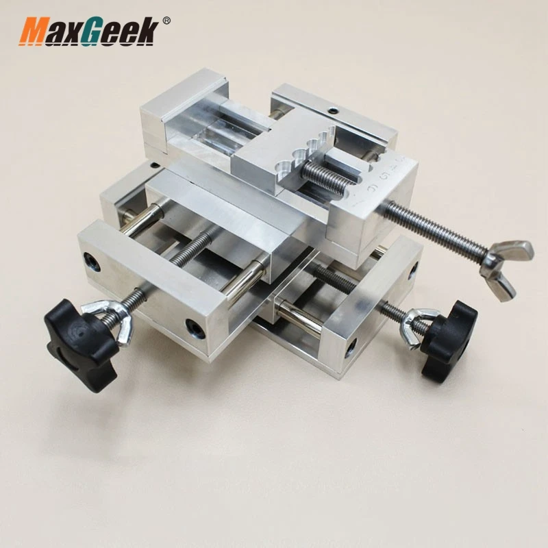 Maxgeek Precision Cross Mini Manual Sliding Table Linear Rail X/Y Axis Platform + C Clamp for Digital Control CNC Processing