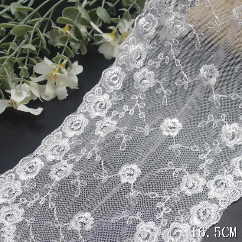 32Yards Two Tones White Embroidery Lace Trim For Skirt Hem Underwear Sewing Craft DIY Apparel Fabric Dress Lace