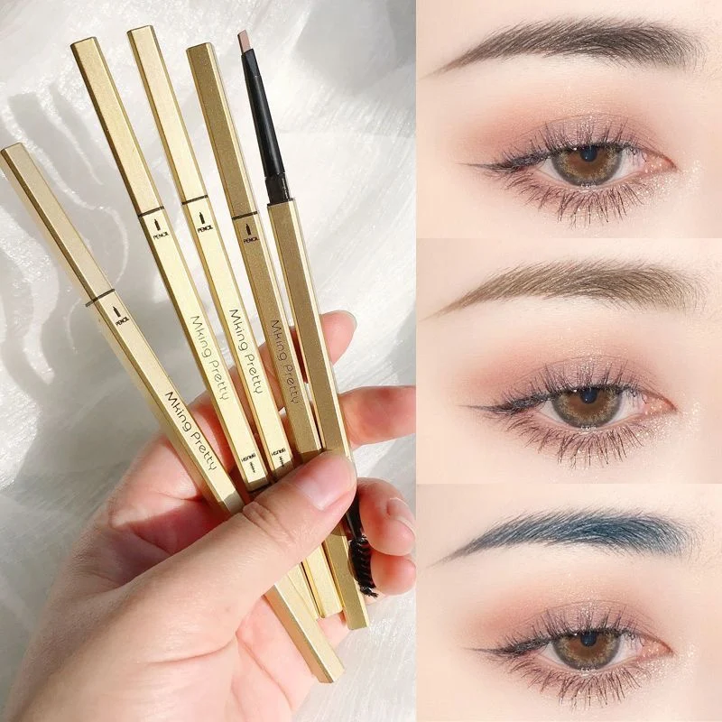 Korean Small Gold Bar Eyebrow Pencil Waterproof and Sweatproof Non-decolorizing Lasting Ultra-fine Core Female Gray Brown