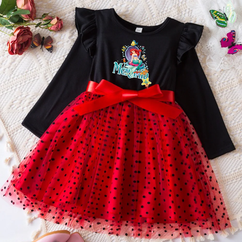 

The Little Mermaid Fall Dresses for Girls Dresses Birthday Party Long Sleeve Princess Costume Children's Party Clothes Autumn