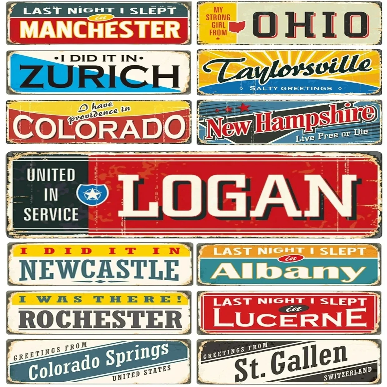 Liverpool Zurich Ohio Vintage Metal Aluminum Signs Funny Street Country Road Sign for Home Wall Cafe Bar Man Cave Outdoor Decor