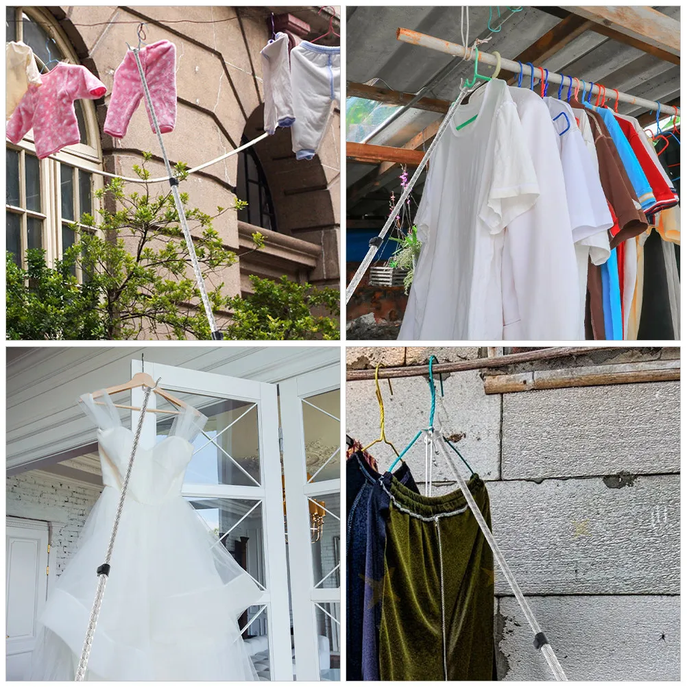 Metal Clothes Reach Pole Adjustable Telescopic Design for Indoor Outdoor Laundry Clothesline Use Sturdy Easy Install Disassemble