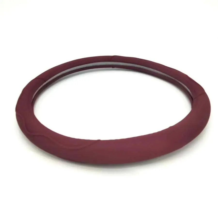 Picture 4: Universal 38cm Car Steering Wheel Cover Burgundy Dynamic Fiber Leather Embossed