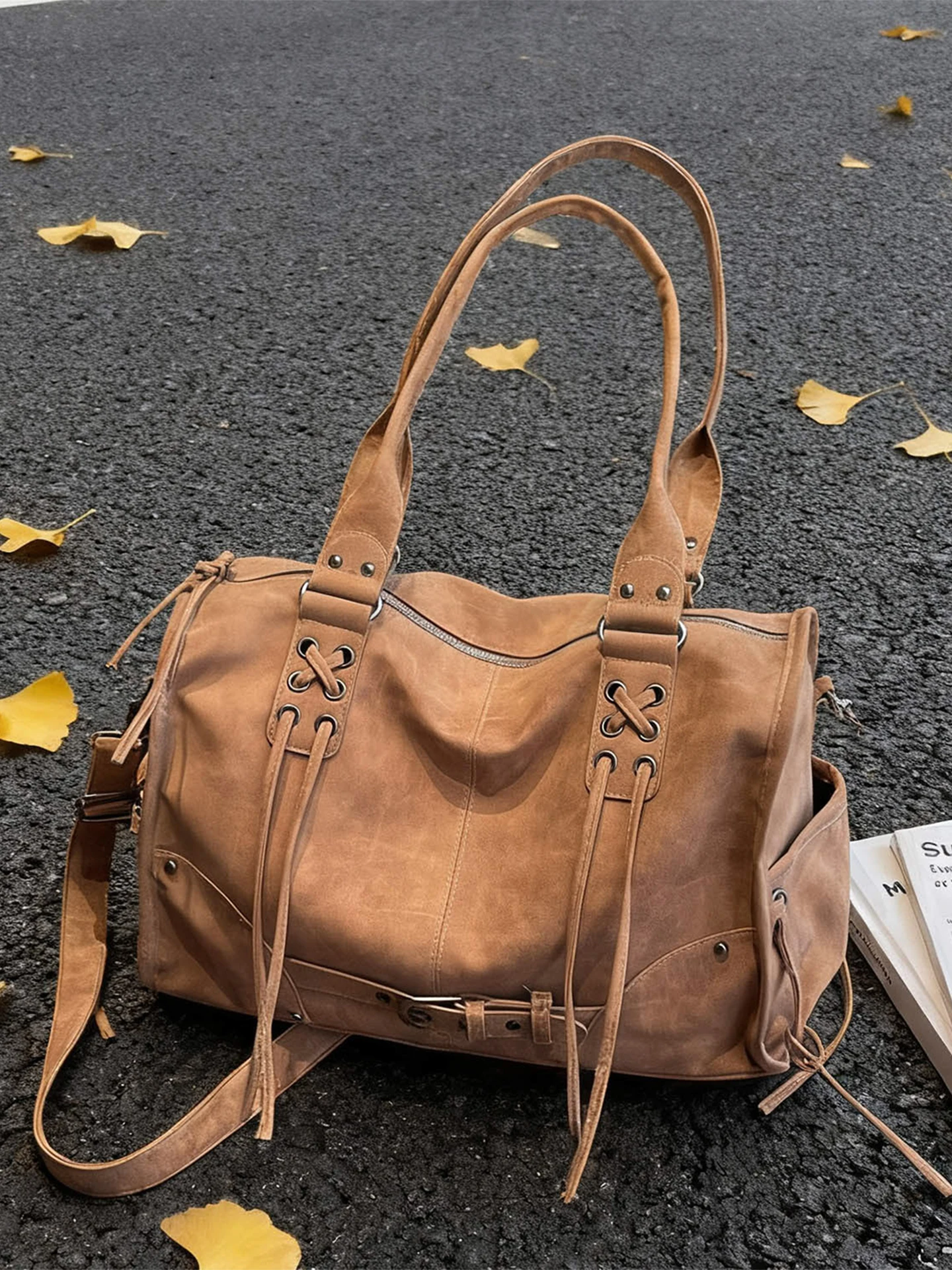 

Faionable Large Capaci Retro Versatile Women's oulder Bag Boston Bag Casual Simple Sle Double Strap Leather Handbag