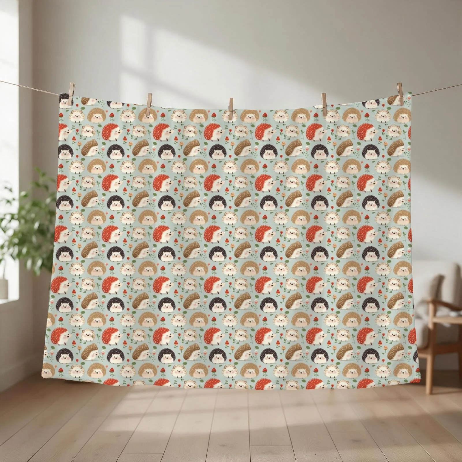 Cute Hedgehog Repeating TIle Throw Blanket Luxury Vintage Nap Moving Blankets