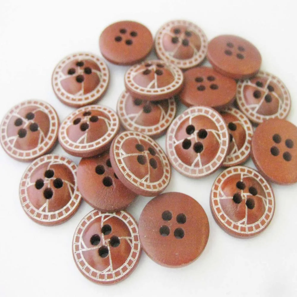 WBNOWA 2 أنواع للاختيار 15 مللي متر أزرار قميص مستديرة خشبية الصنع 50 قطعة/الحزمة لتقوم بها بنفسك الخياطة اكسسوارات #6