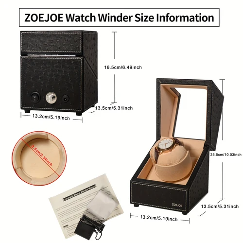 Imagen 2 del producto ZOEJOE-enrollador de reloj automático, 4 modos, enchufe estadounidense, Motor silencioso, caja de almacenamiento de reloj de bajo ruido para regalo de enrollado de relojes, 1 ud.