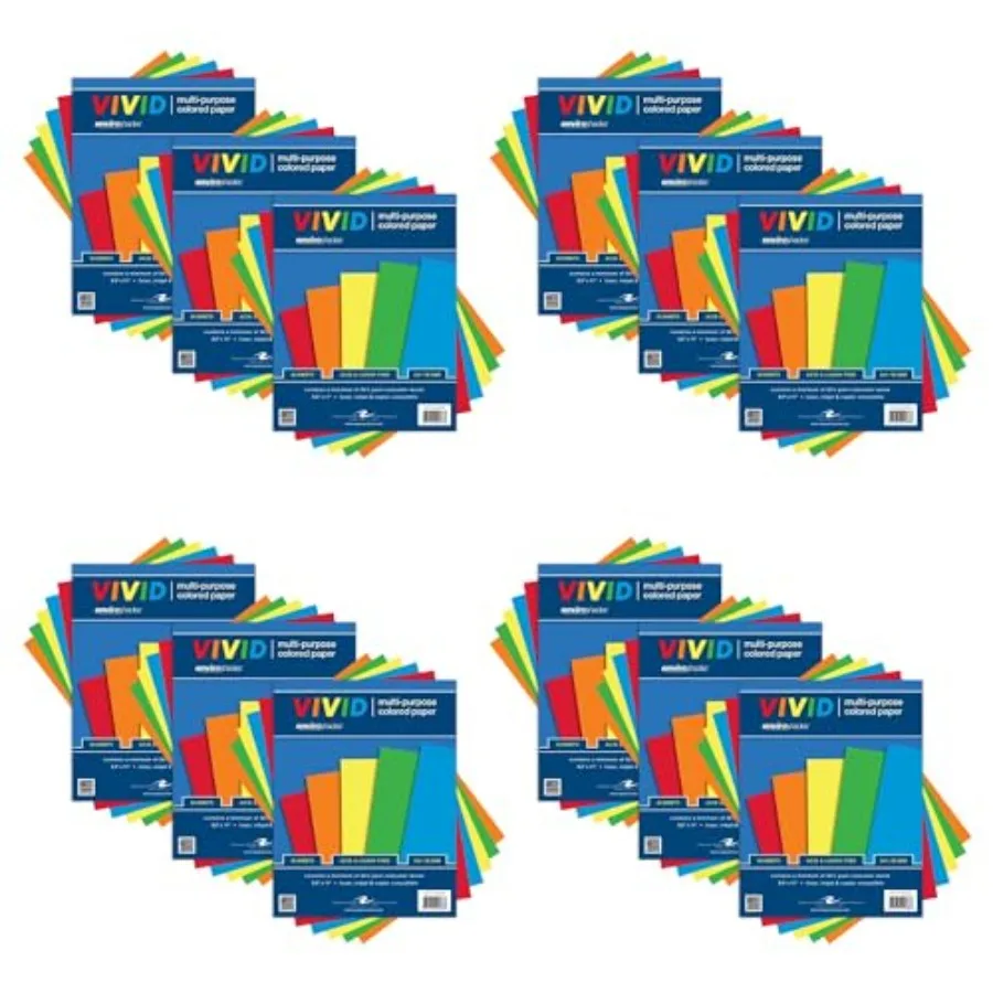 

Recycled Vivid Colored Multi-Purpose Paper Case of 2 Packs 80 Sheets Per Pack 5 Assorted Colors 8.5"x" Letter Sized 24lb Blank
