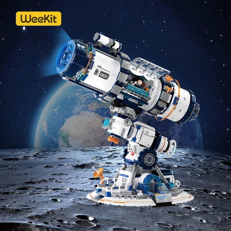 مجموعات مكعبات بناء تلسكوب Weekit برنامج استكشاف النجوم التكنولوجيا الفائقة تلسكوب الطوب الجذعية لعب الكبار هدية مع LED