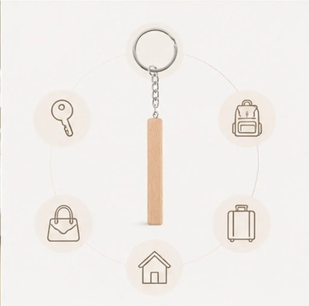 8pcs Wooden Beech Keychain Set – Natural Handbag & Backpack Key Rings, Delicate Small Key Holder Ornament