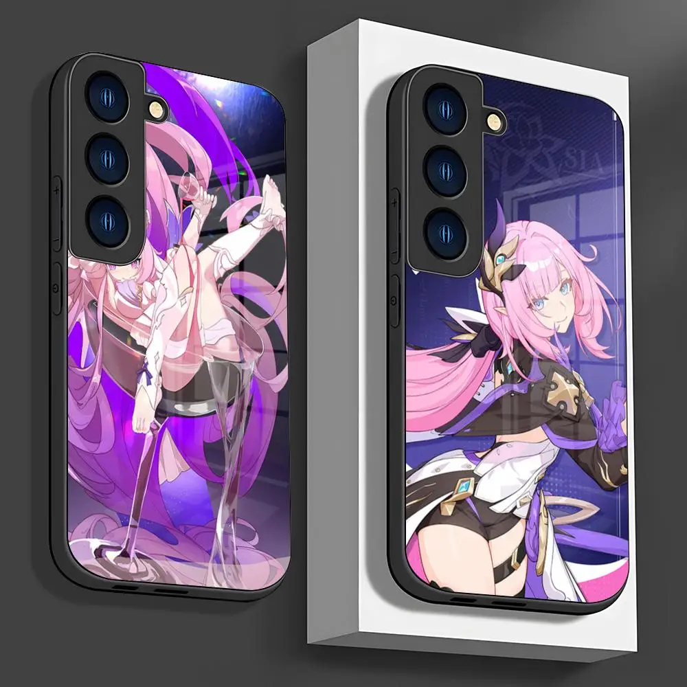 Elysia Honkai Impact Phone Case Glass Shell For Samsung S23 S21 S22 S30 S20 S9 S10E Note 20 10 Ultra Pro Plus Coque