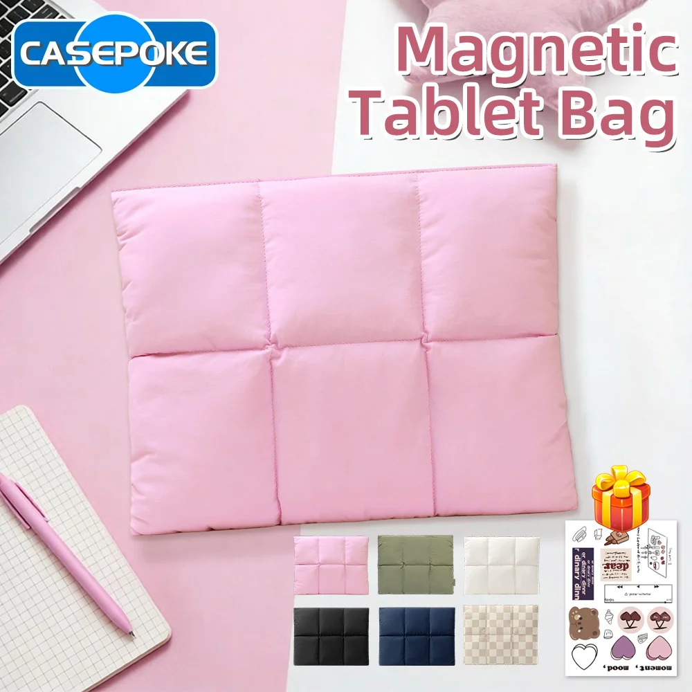 New Magnetic Puff Tablet Sleeve Case for iPad Xiaomi Samsung Lenovo Soft Puffy Shockproof Magnetic Closure Portable Notebook Bag