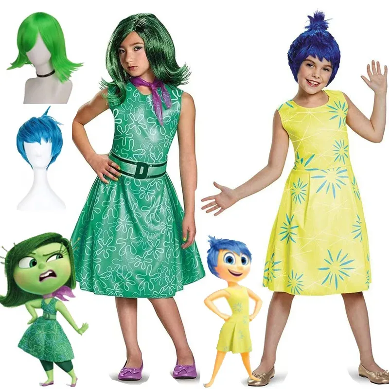 

Halloween Kids Cosplay Party Animation Movie Inside Costumes Summer Carnival Masquerade Girls Mood Joy Disgust Dress