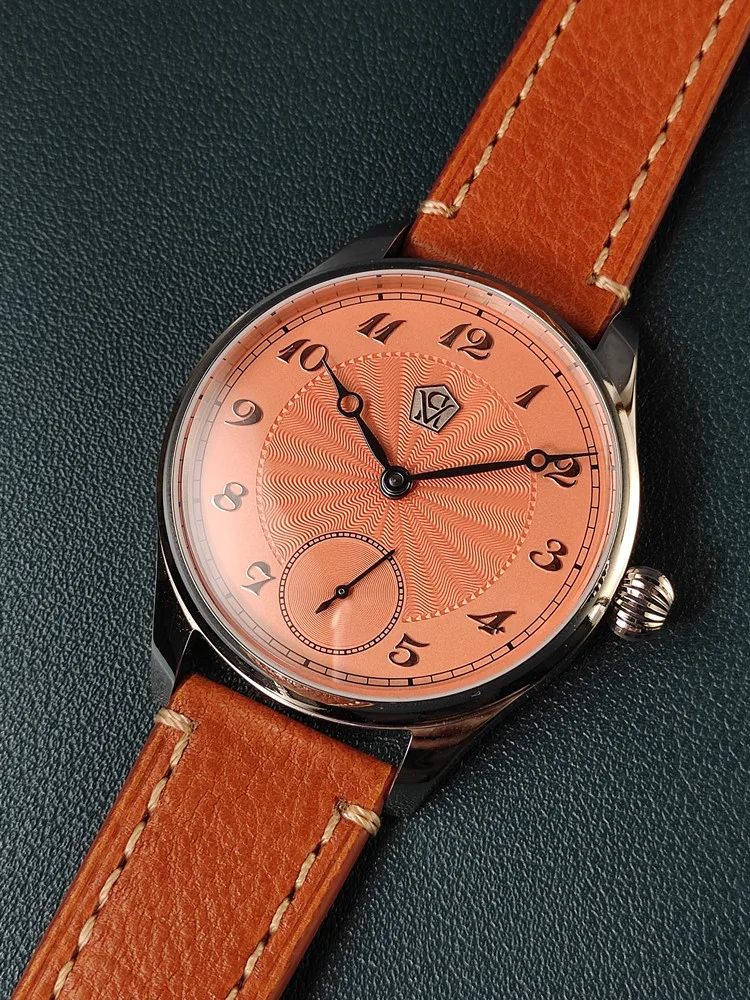 Men's manual mechanical watch with guilloché three-dimensional silver nail baked blue hand ST3621 business waterproof watch