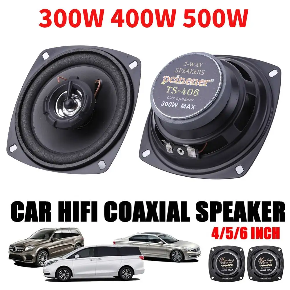 Altavoces para Auto de 4/5/6 Pulgadas, 300-500W, 2 Vías, para Puerta de Vehículo, Audio, Música, Estéreo, Subwoofer, Rango de Frecuencia Completo