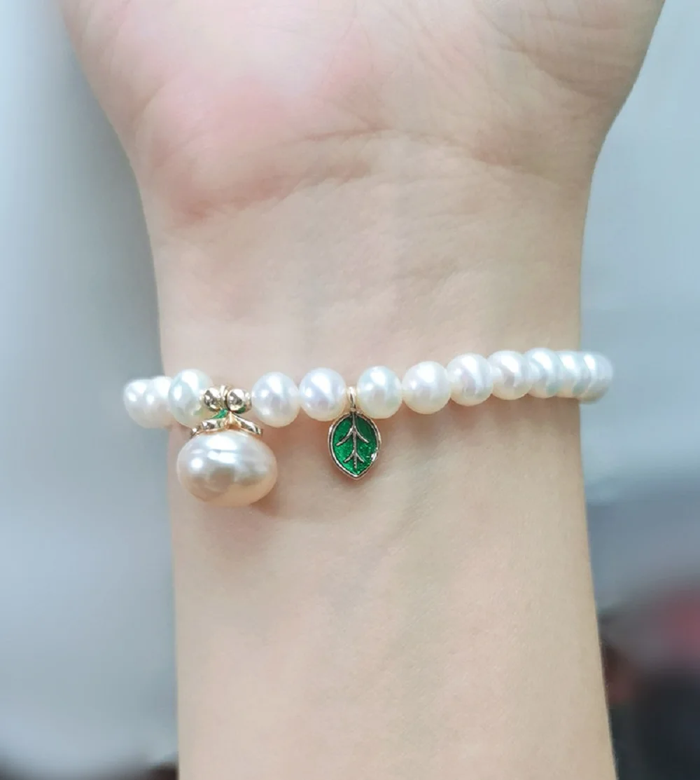 [Persimmon Ruyi] Natural Japanese Pearl Bracelet Elastic Closed Bracelet - Length -17cm/18cm/19cm