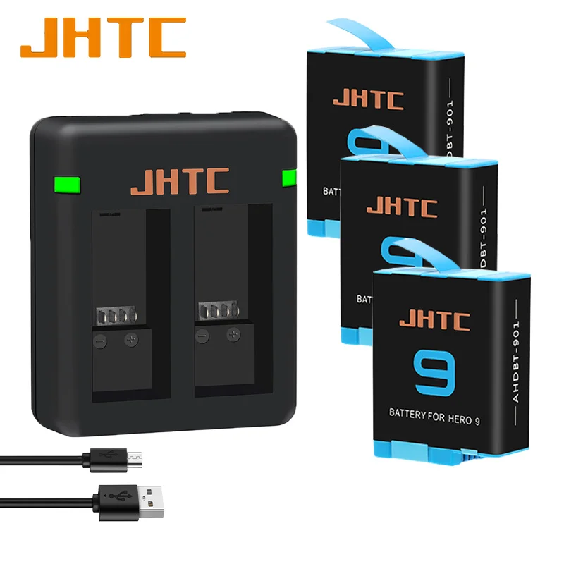 

JHTC Battery for Gopro Hero 9 10 11 Batteries Charger 1800mAh For Go pro 12 11 10 9 Black Sport Cameras Accessories