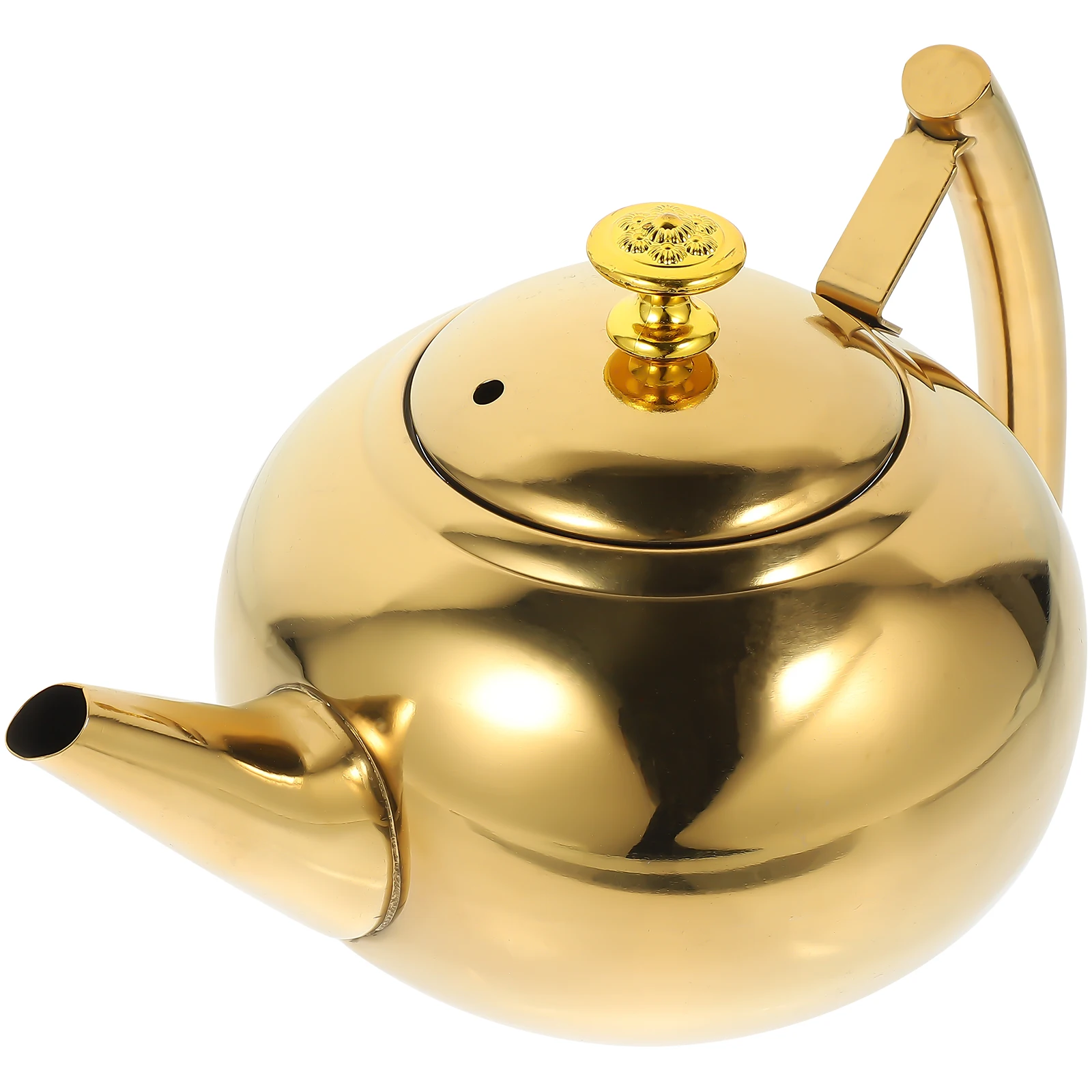 

Stainless Steel Teapot 1 0L Side H Golden Color Strainer Rust Resistant Gas Electric Induction Stovetop Fast Heating