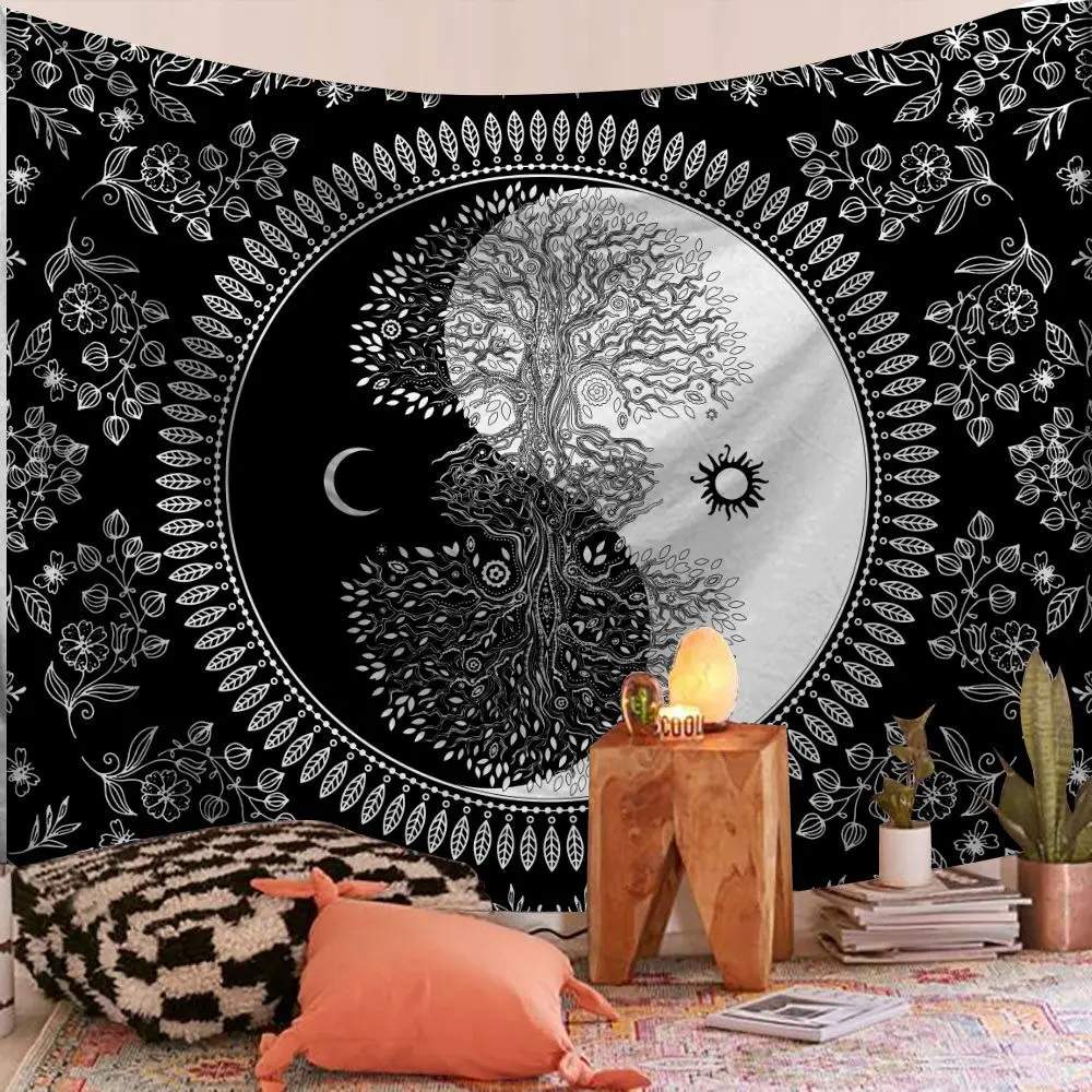 Indischer Mandala Wandbehang Wandteppich Boho Wandtuch Wandteppiche Dekor Psychedelic Hippie Böhmen Wandteppich Schlafzimmer Dekoration – Detail 20