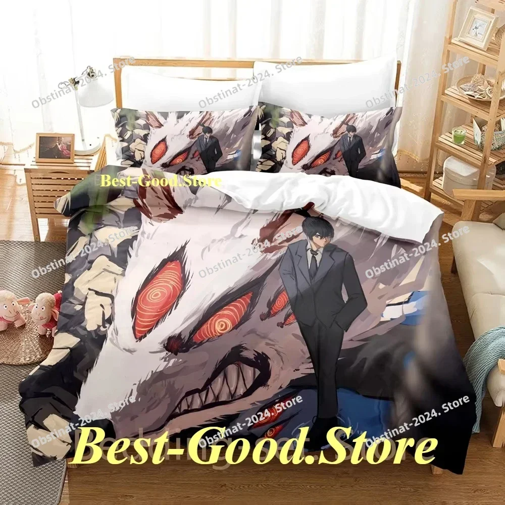 2024 폭스 데빌 콘 체인소 맨 침구 세트 프린트 베드 세트 베개 커버 포함 싱글 더블 퀸 슈퍼 킹 사이즈