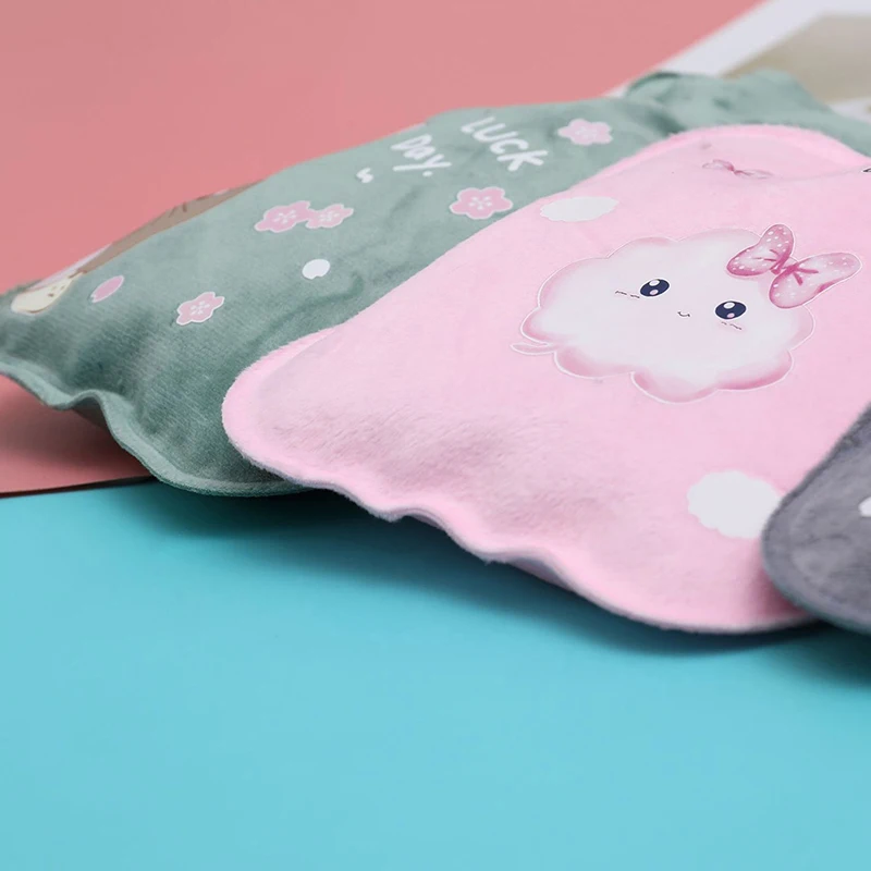 1PC Cartoon Plush Cloth Hot Water Bag Portable Water-filling Hot Water Bottle Hand Warmer Hand Feet Hot Water Bottle Bags PVC