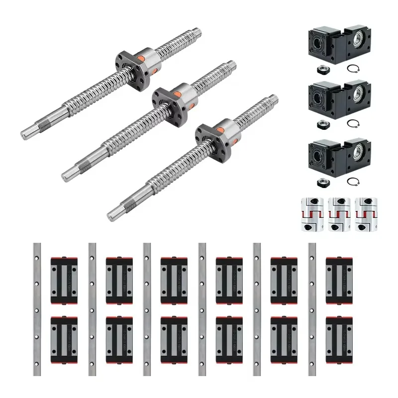 20 مللي متر HGH20-400/1500/2500 مللي متر مجموعة راي الخطية + SFU1605-450/1550/2550 الكرة المسمار + 1605 NUT HOSING + hgh20ca + bkbf12 + مقرنة لمجموعة التصنيع باستخدام الحاسب الآلي