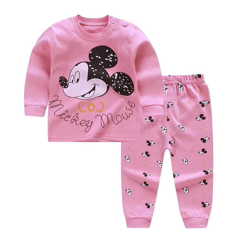 1-5Years New Children\'s Clothing Sets Boys Mickey Variety Cartoon Sleepwear Clothes Kids Pajamas Set Baby Girls Cotton Pyjamas