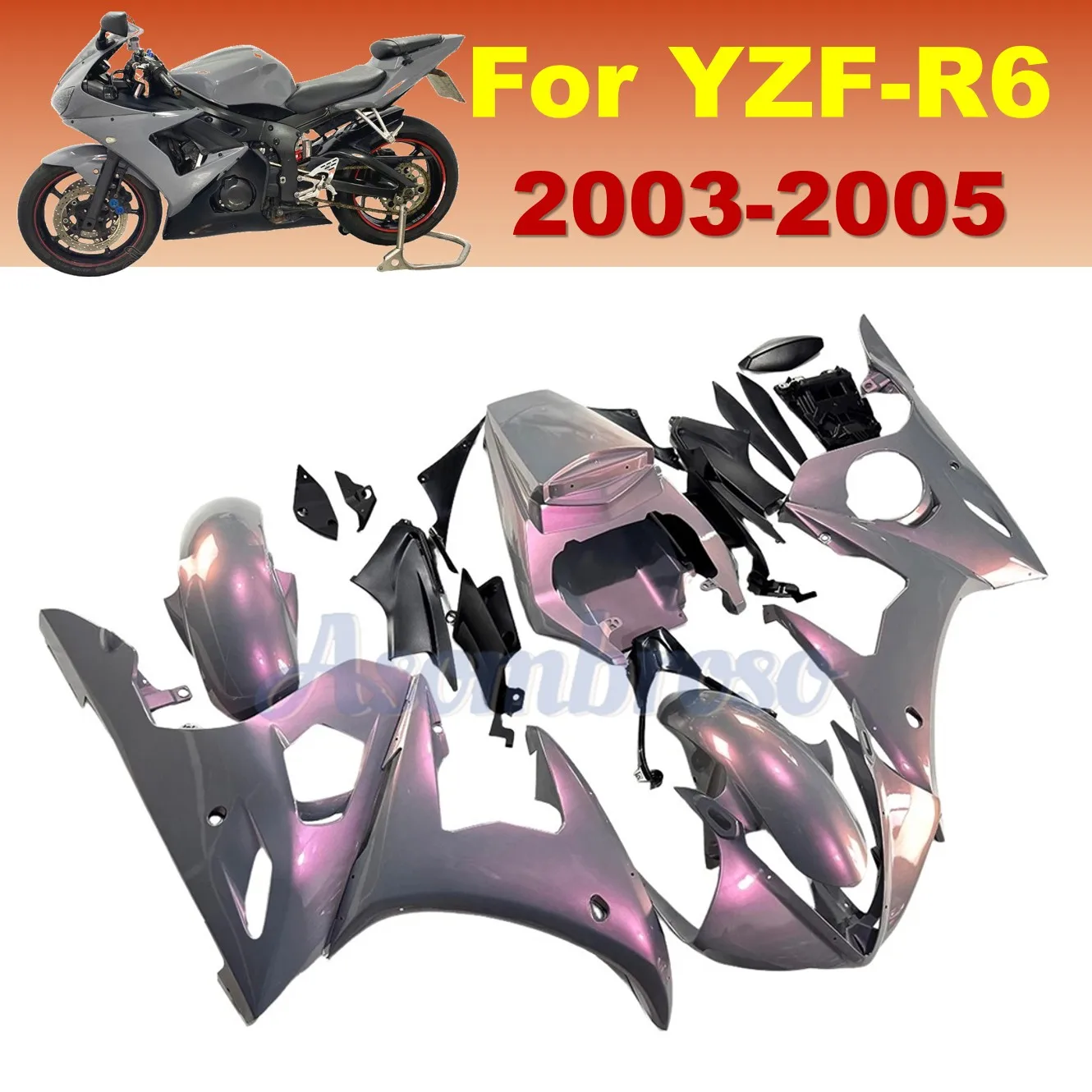 Injection Molded Fairing Kit For Yamaha YZF R6 2003 2004 2005 YZF-R6 Chameleon Gray Dazz Pearl Purple Motorcycle Body Panels