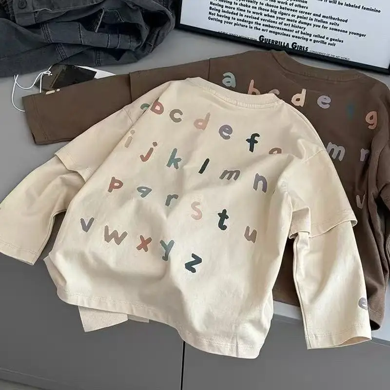 

Children's Clothing Boys' Long Sleeved T-shirt Spring and Autumn Children's Cotton Casual Base Top Fashionable