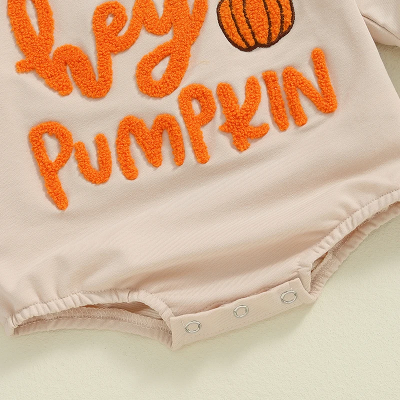 Baby Halloween Rompers Boys Girls Pumpkin Letter Embroidered Long Sleeve Loose Fits Jumpsuits Newborn Clothes