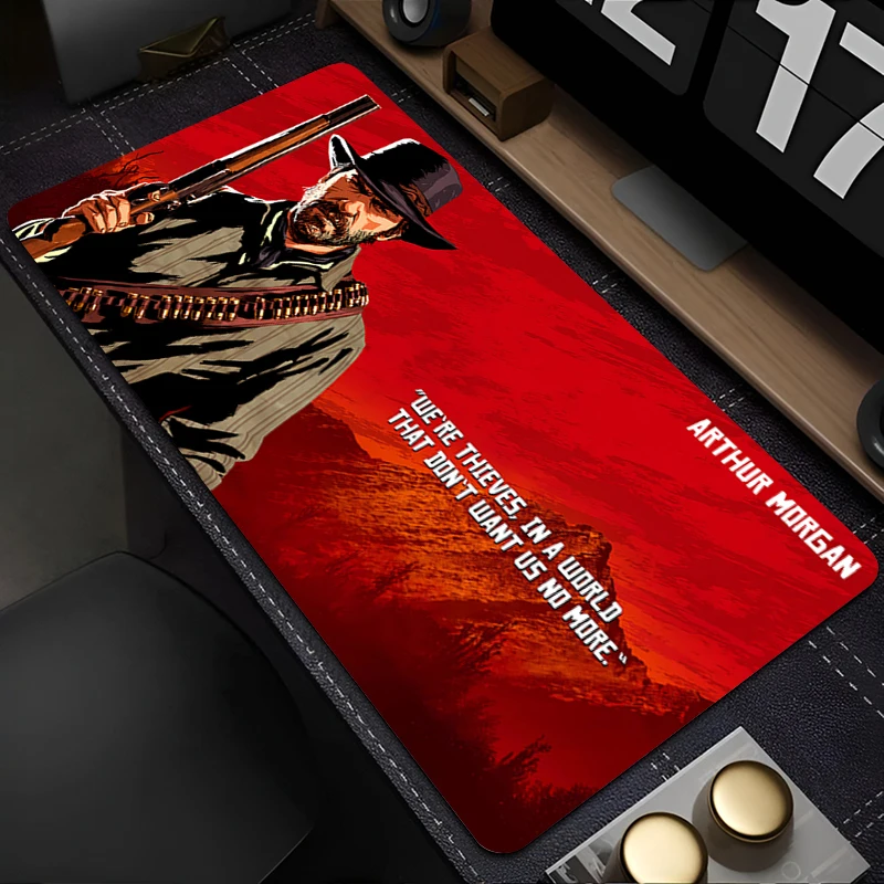 

Mousepad Laptop Office Cabinet Keyboard Pad PC Desk Mat Large HD Mouse Pad Non-slip Rubber R-red Dead Redemption 2 Extended Pad