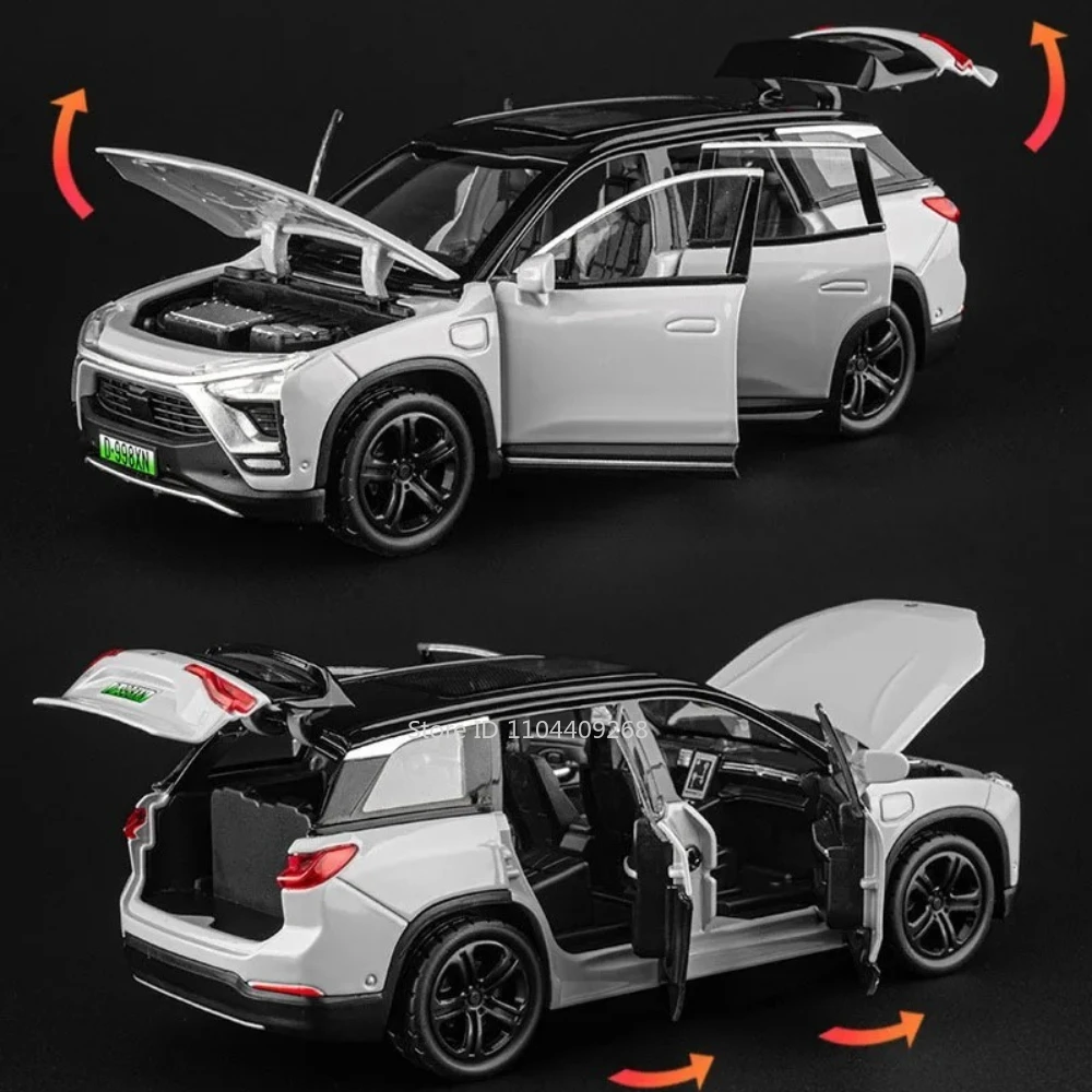 Escala 1:32 NIO ES8, nuevo modelo de coche Energry, juguete de aleación, sonido fundido a presión, luz, puertas extraíbles, modelos de vehículos abiertos, regalos de colección