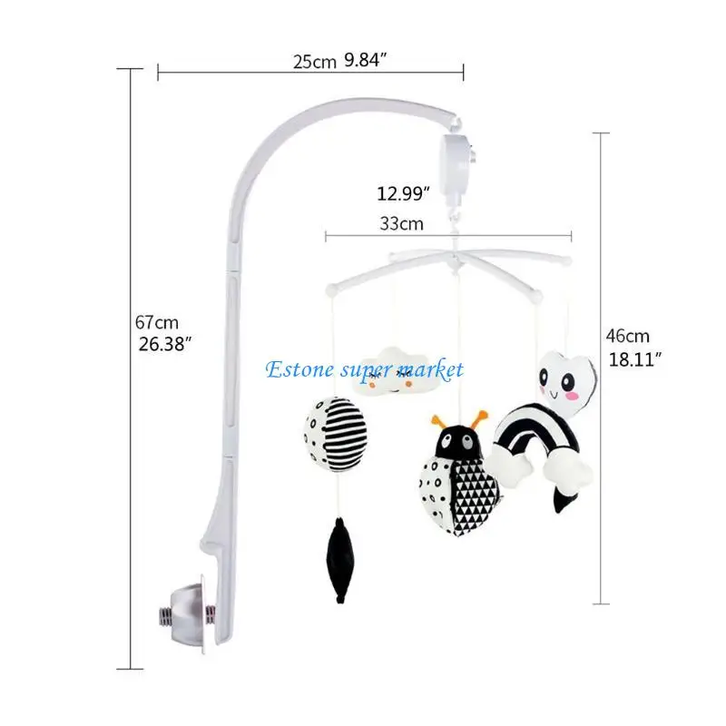 Jouet suspendu décoration autour du lit bébé 090B, avec cloche à l'intérieur, jouets sécurité qualité alimentaire
