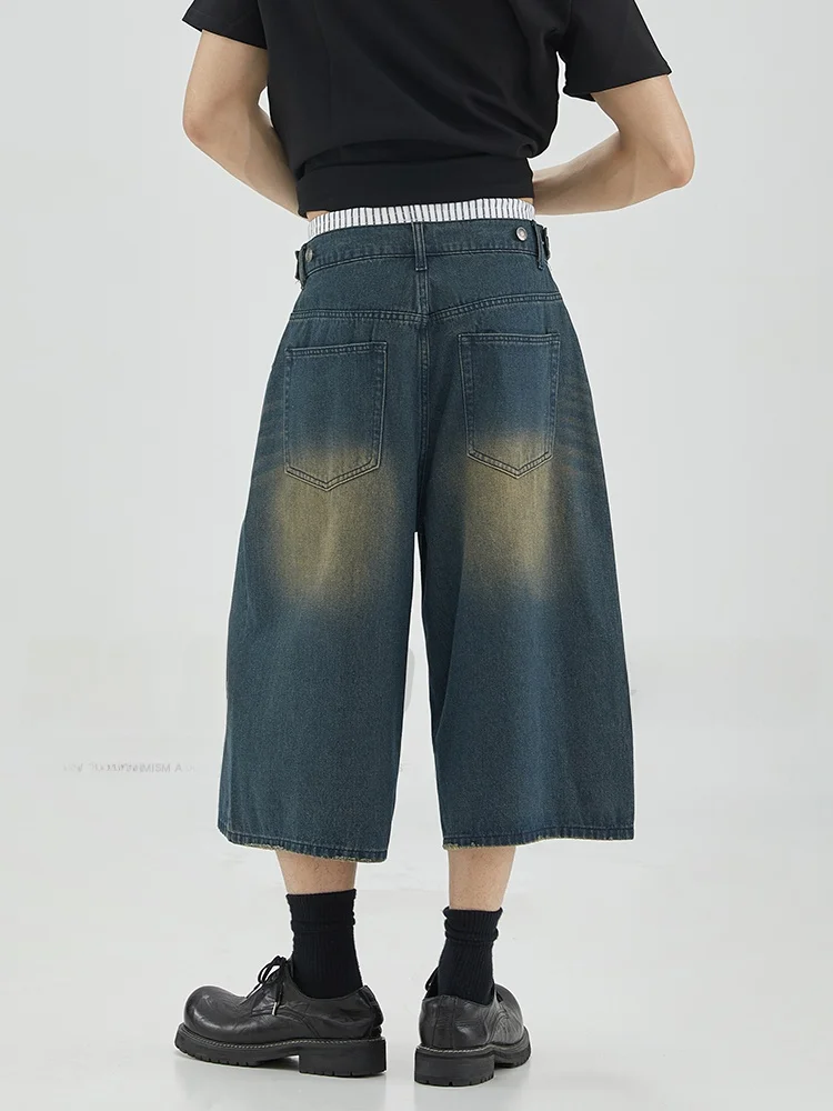 الأمريكية الرجعية Waed الدنيم orts الرجال الصيف جديد فضفاض عادية سبعة أرباع طول الجينز عادية فضفاض صالح الصيف الجينز