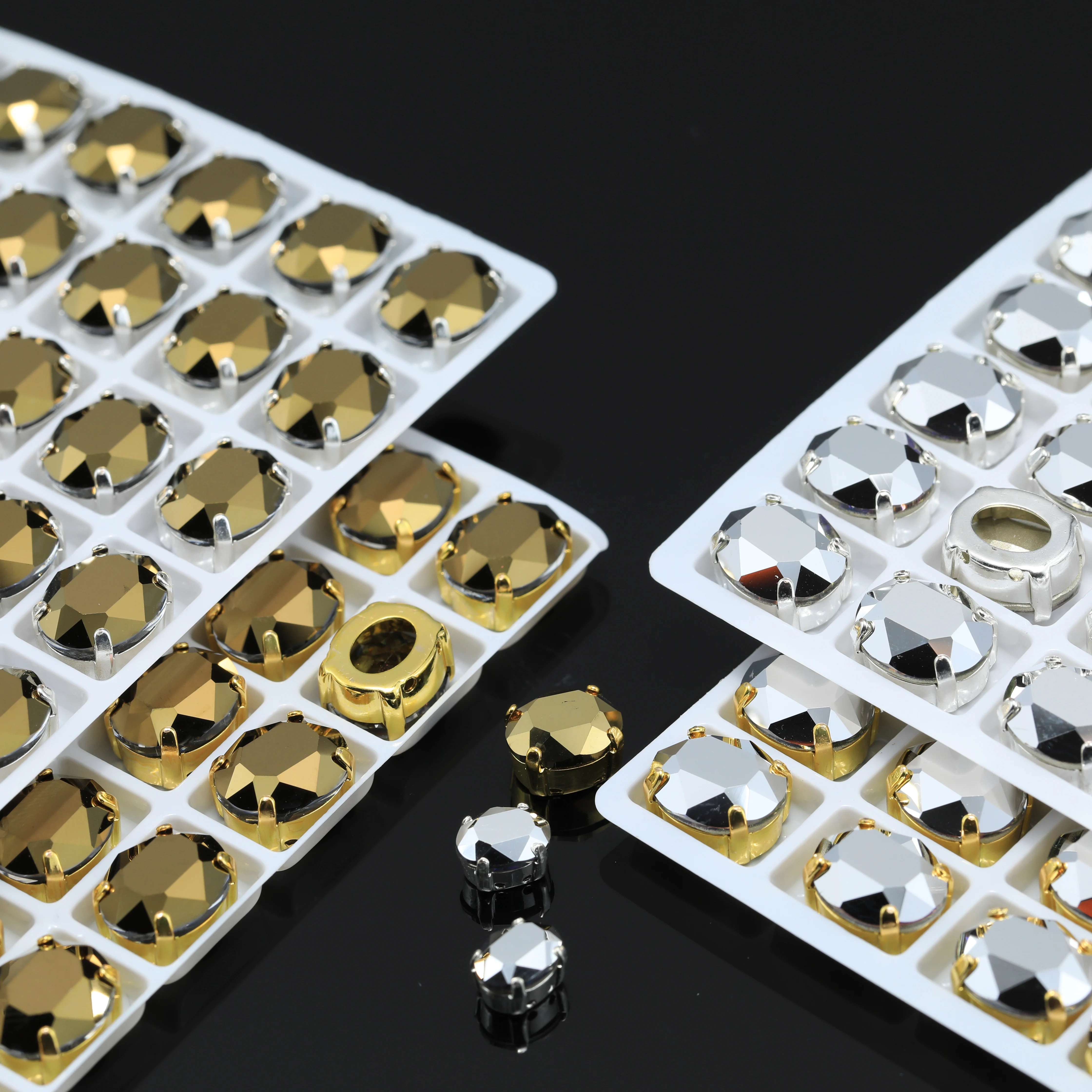 Piedras de Cristal Brillantes con Revestimiento Blanco Ovalado, Piedras de Fantasía con Engaste de Garra, Brillantes, para Coser, para Manualidades, Joyería y Accesorios