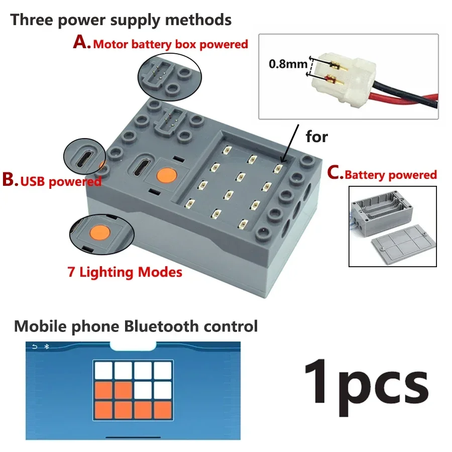 MOC 0.8mm Pin 1x4 1x2 LED Building Block Flash Lamp DIY City Street Road Light USB Port Electric Decorate Brick Compatible Brand