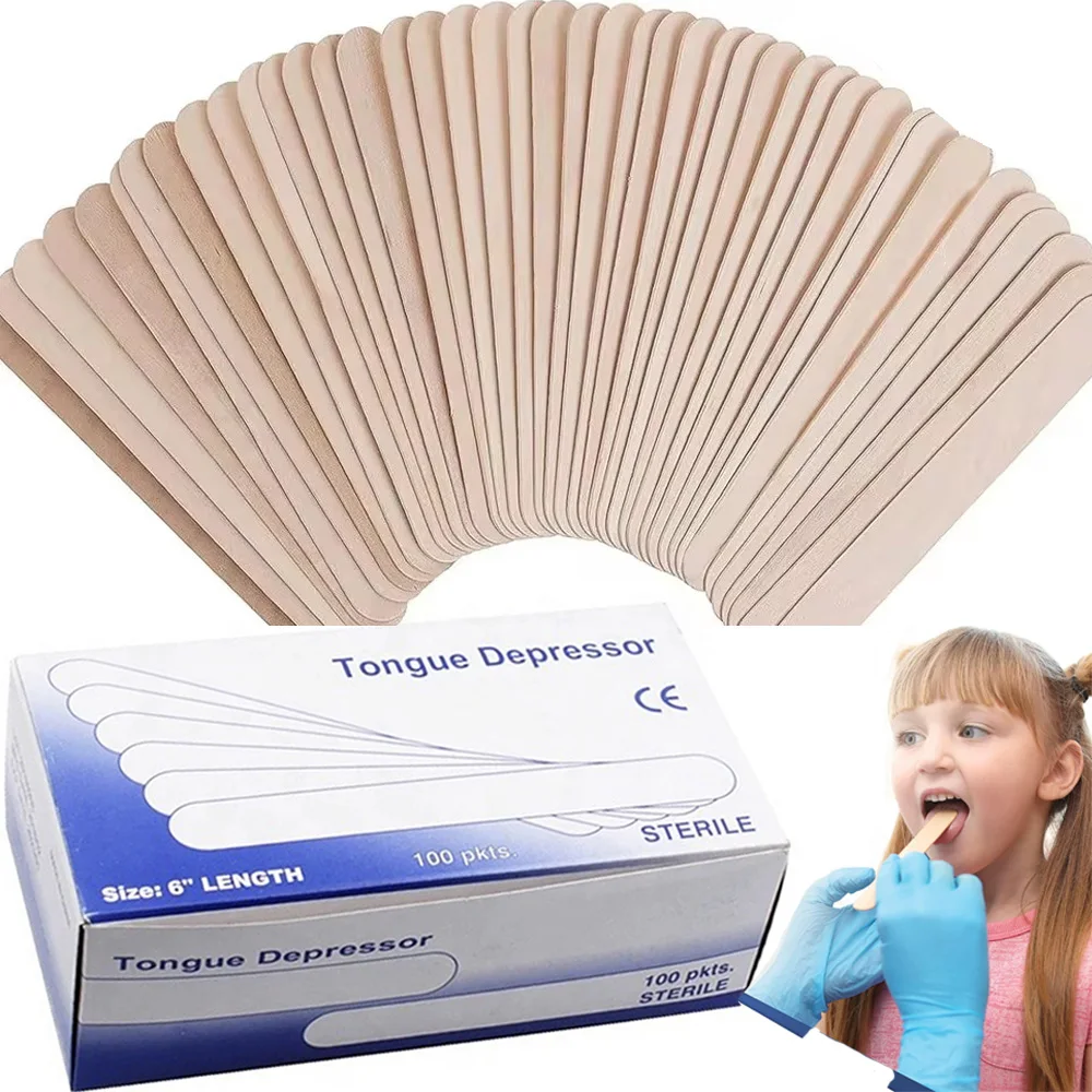 

300/200/100/50/10PCS Disposable Tongue Depressor Wooden Tattoo Waxing Stick Individual Pack Hair Removal Sticks Tattoo Supplies