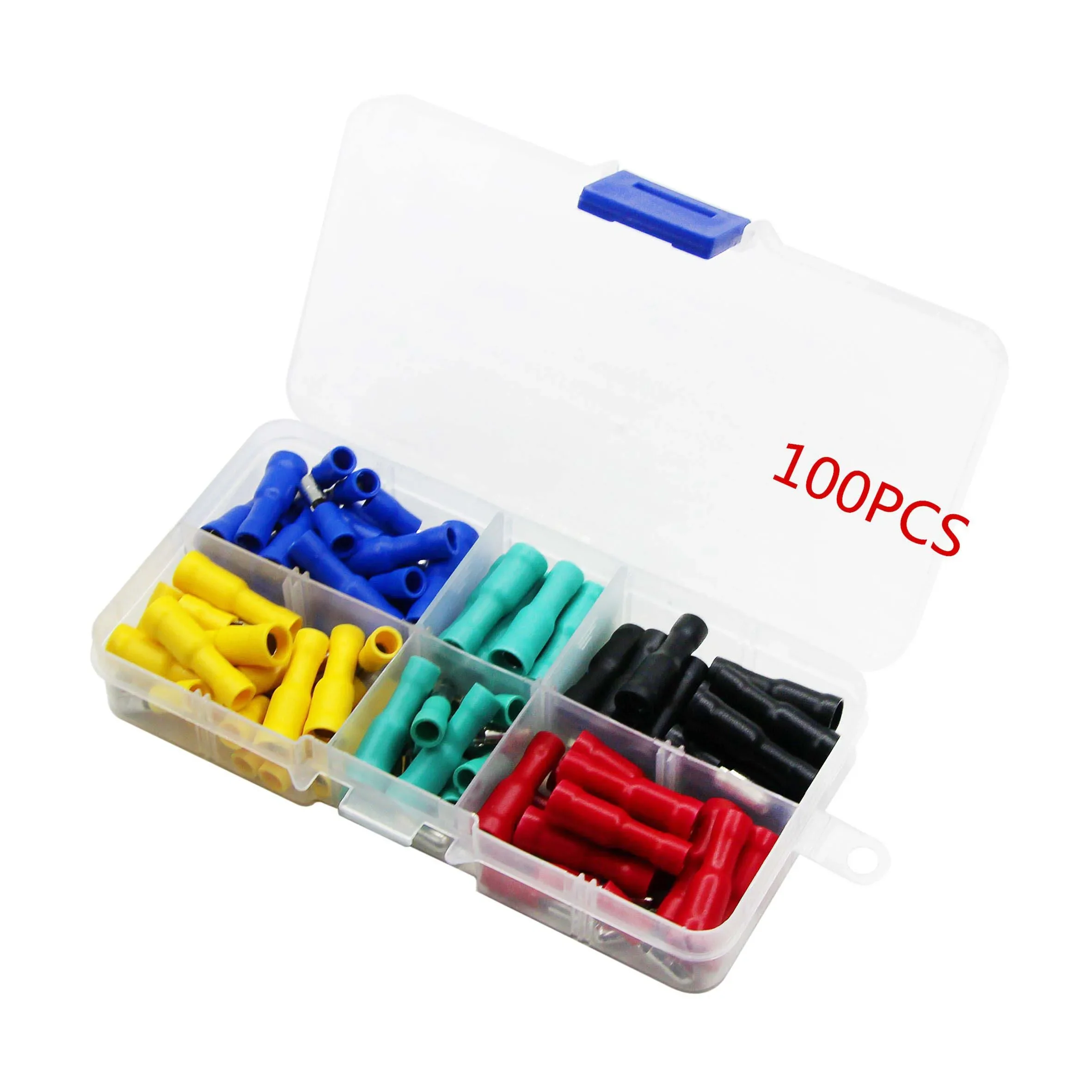 50pcs/100pcsColor Polyolefin Shrink Heat Shrinkable Tube Wire  Cable Insulation Sleeve Group/16~14AWG Male Female Bullet Connect