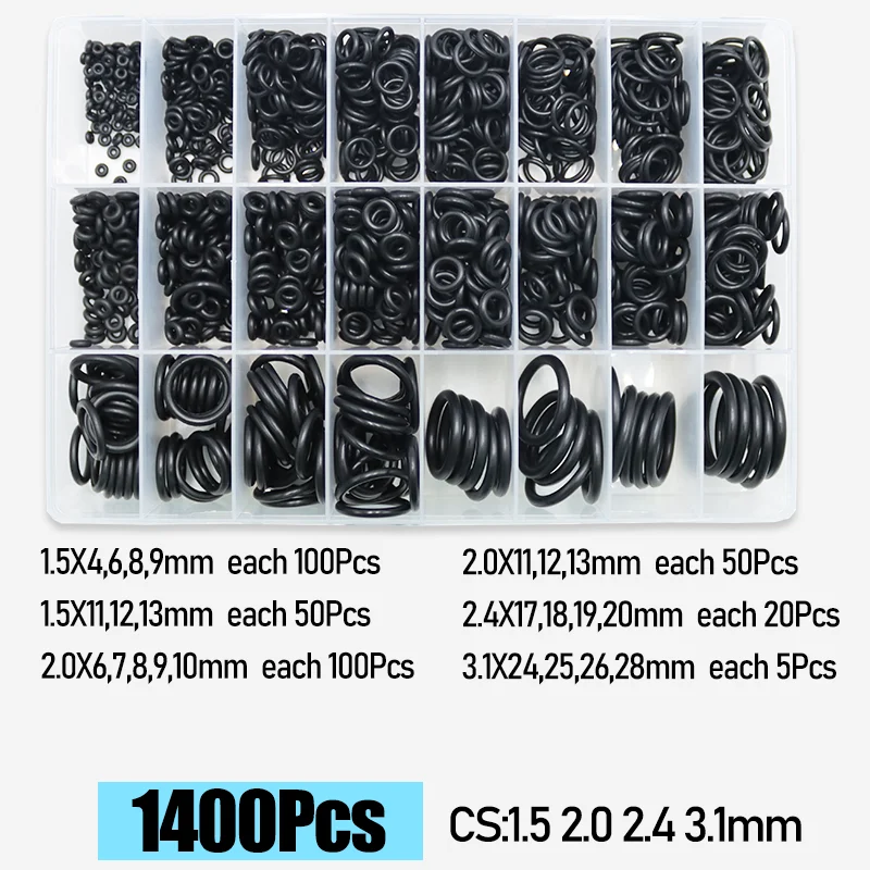 Cs 1,0-4,0mm gummi o ring hochwertige dichtung scheibe balck nbr o-ring Sanitär dichtung auto klimaanlage öl beständiger our kit – Detail 6
