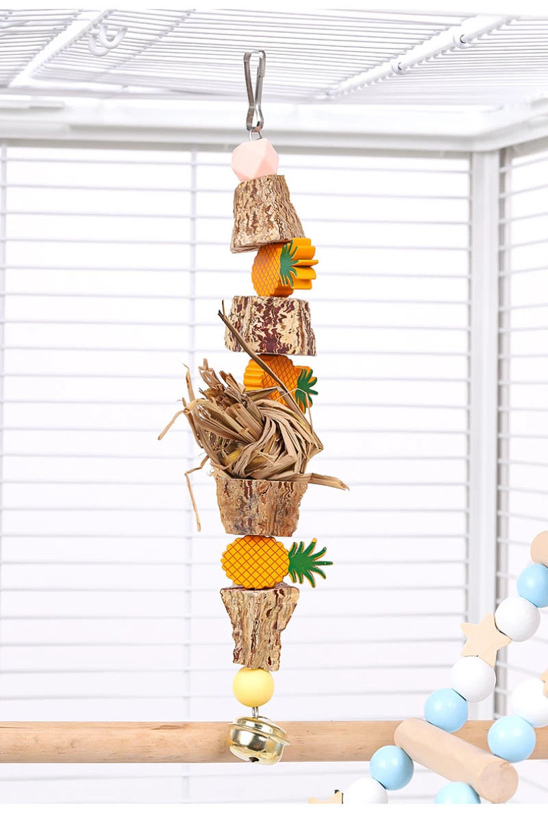 Sturdy Bird Toy Swing Chewing Training Toy Small Parrot Hanging Decor Parrot Cage Natural Grass Pet Bite Relieve Boredom Toy view 3