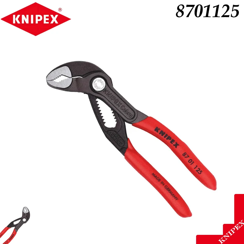 KNIPEX 8701125 Cobra Water Pump Pliers, Red/Black Handles, Adjustable Jaw for Plumbing & Fastening