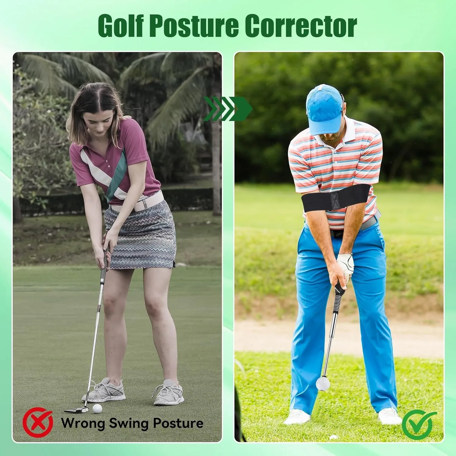 

Retractable Golf Swing Trainer - Right-Handed Click Stick with Arm Band for All Golfers (Indoor & Outdoor)