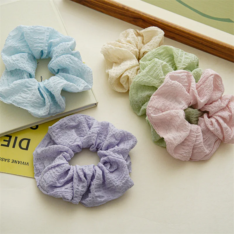 Women Sweet Bubble wrinkles Elastics Hair Band Girls Meatball Head Scrunchies Hair Ties Lady Ponytail Holder Hair Accessories